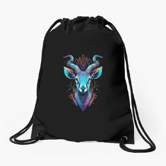 Gazelle capricorn goat mountains vacation hipster Drawstring Bags
