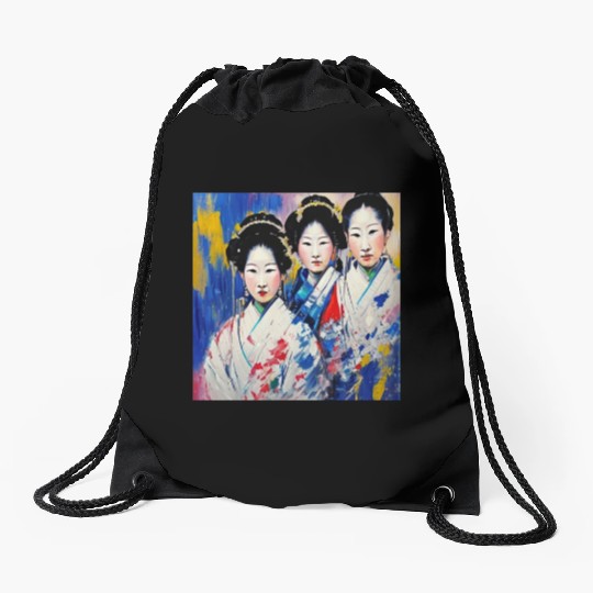 Group Of Noble Japanese Woman Drawstring Bags