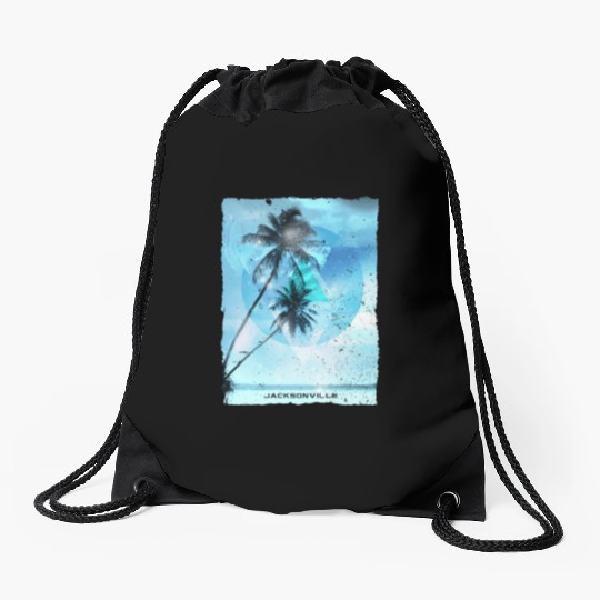 Artistic Jacksonville Florida Palm Tree Vacation Drawstring Bags