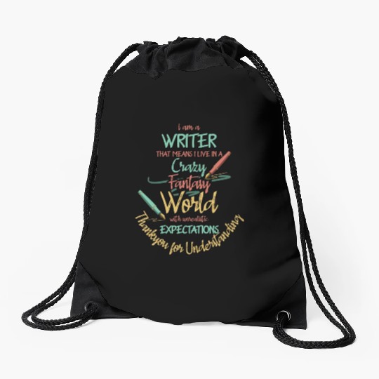 Writer Live In Fantasy World Author Drawstring Bags