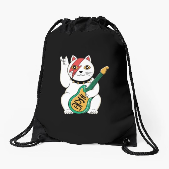 Lucky Cat Guitar Guitarist Drawstring Bags
