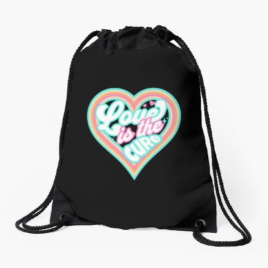 LOVE IS THE CURE (blue) Drawstring Bags