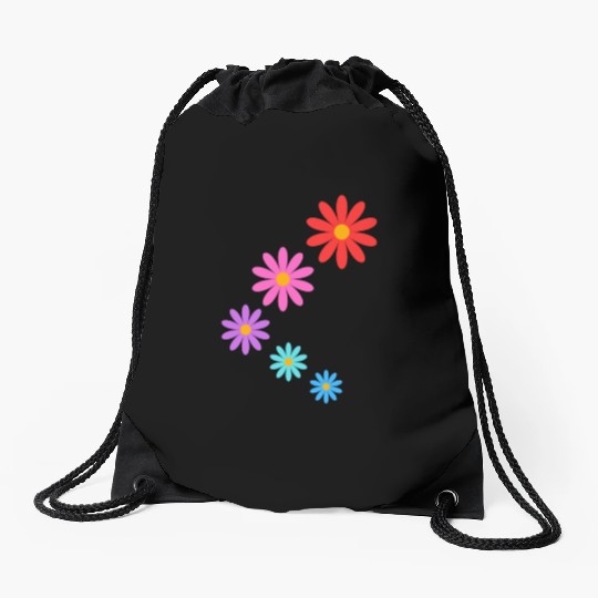 falling multi colored flowers Drawstring Bags