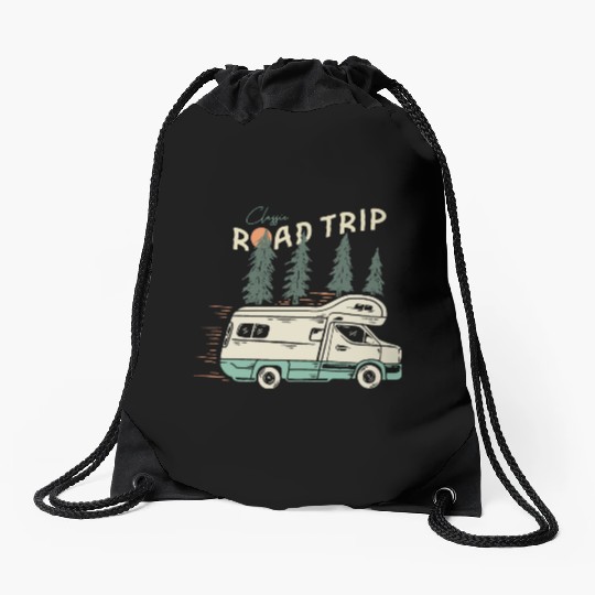 Classic Road Trip Drawstring Bags