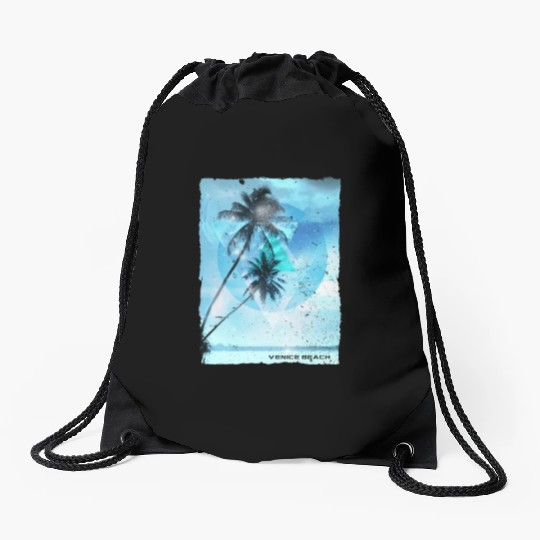 Artistic Venice Beach California Palm Tree Drawstring Bags
