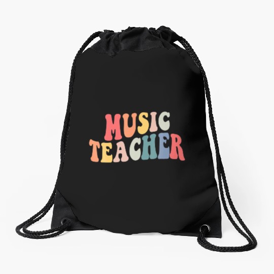 Groovy Music Teacher Team Back To School Drawstring Bags