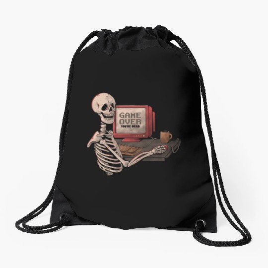 Game Over Skull Funny Geek Skeleton Gift Drawstring Bags