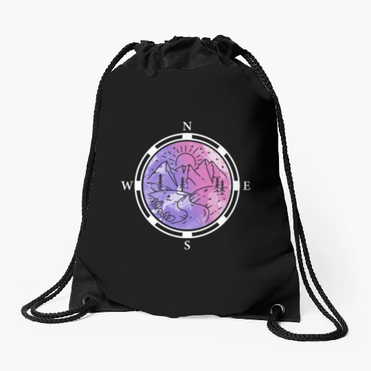 Hiker Mountains Compass climbing Mountaineering Drawstring Bags
