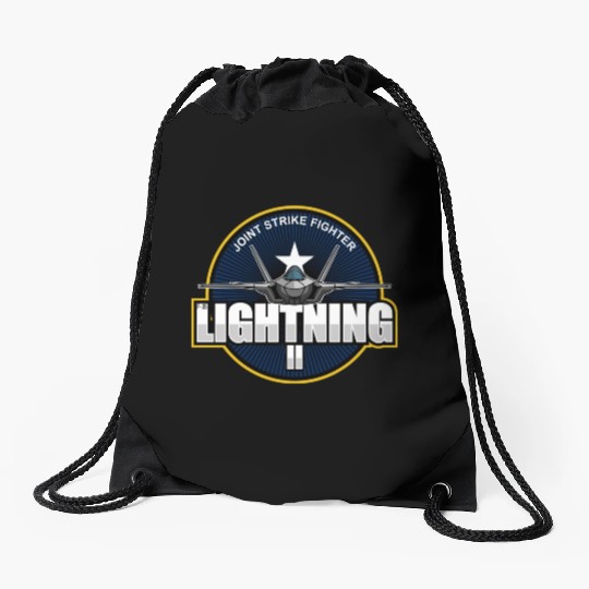F35 Lightning 2 Patch Small logo red Drawstring Bags