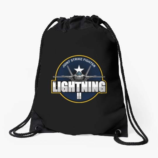 F35 Lightning 2 Patch Small logo red Drawstring Bags
