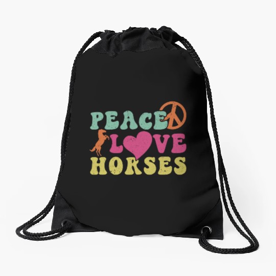 Horse Lover Equestrian Riding Peace Love Horses Drawstring Bags