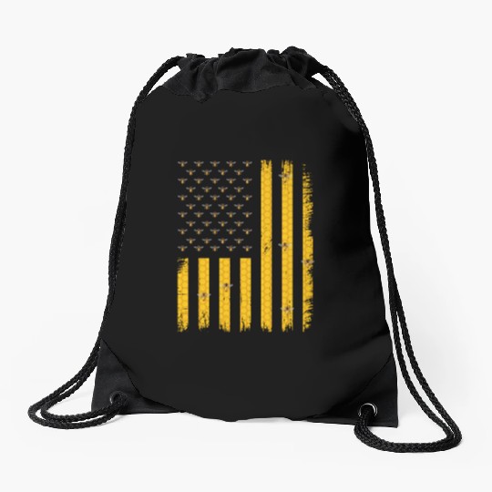 Beekeeper Usa Flag Drawstring Bags