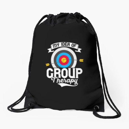 My Idea Of Group Therapy Bow & Arrows Target Arche Drawstring Bags