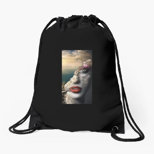 la femme et le nature Drawstring Bags