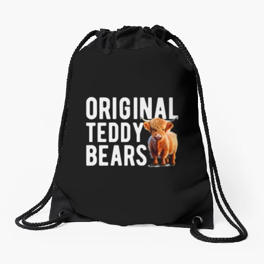 Original Teddy Bears Highland Cow Scottish Cattle Drawstring Bags