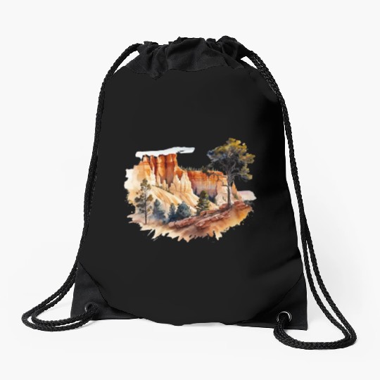 Bryce Canyon Watercolor Wonderland Drawstring Bags
