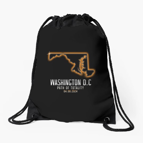 Washington DC Path Of Totality 4.8.24 EclipseWashi Drawstring Bags