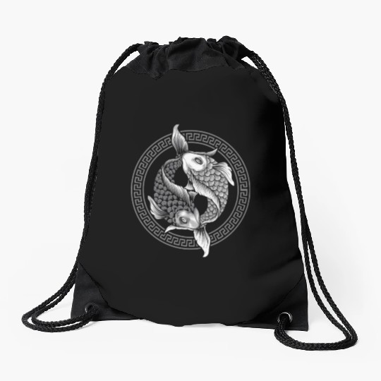 Yin Yang Koi Fish Drawstring Bags