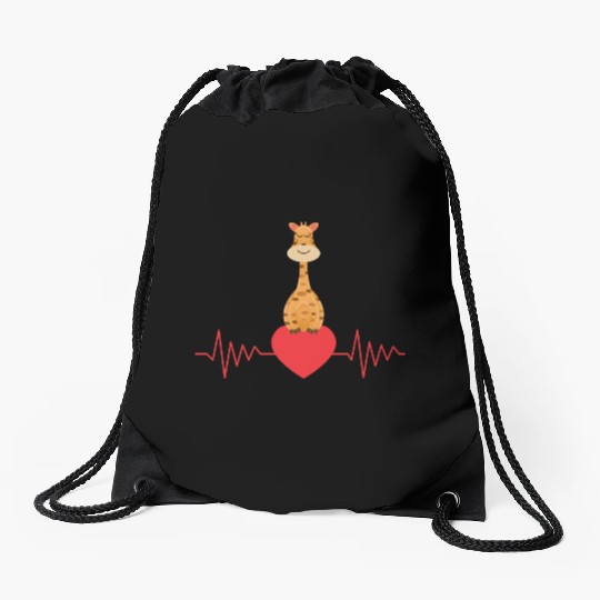 GIRAFFE HEARTBEAT Drawstring Bags