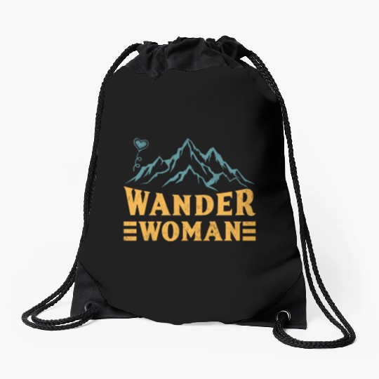 Wanderwoman Mountaineer Wanderlust Hiker Drawstring Bags