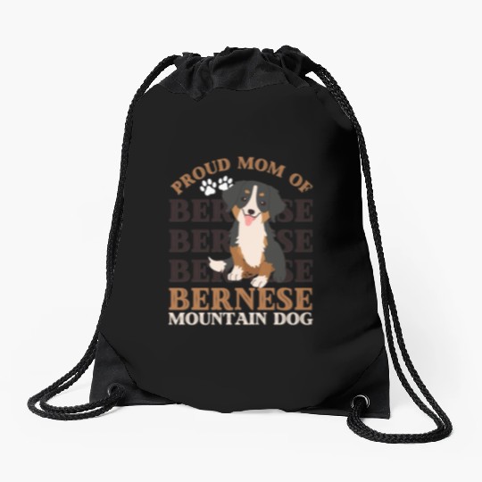 Bernese Mountain Dog mom of Bernese Mountain dogs Drawstring Bags