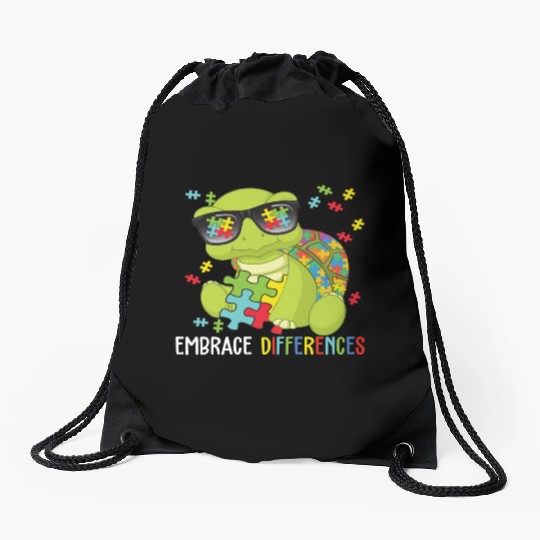 Embrace Differences Turtle Autistic Mothers Day Drawstring Bags