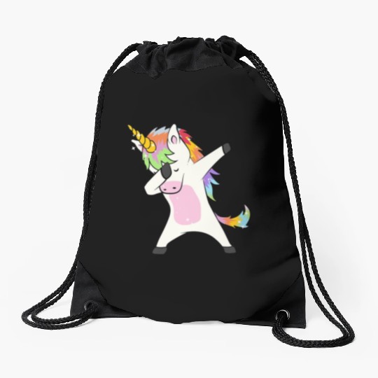 Cute dabbing unicorn dab dance girls boys children Drawstring Bags