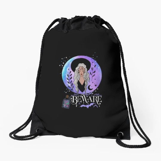 Magic Witch Tarot cards Beware potion witchy hat Drawstring Bags