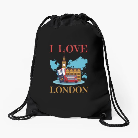 I Love London UK Travel more adventure Exploring Drawstring Bags