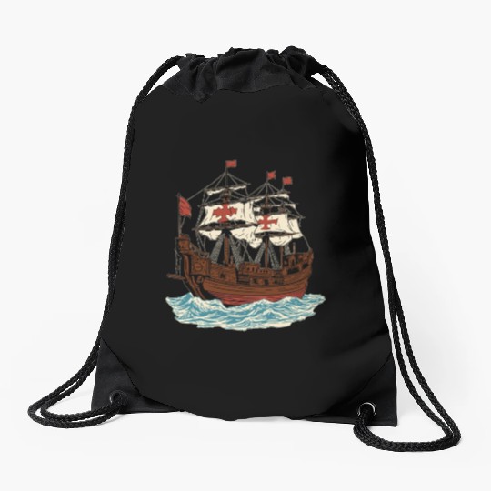 Columbus Day 1492 Ship Drawstring Bags