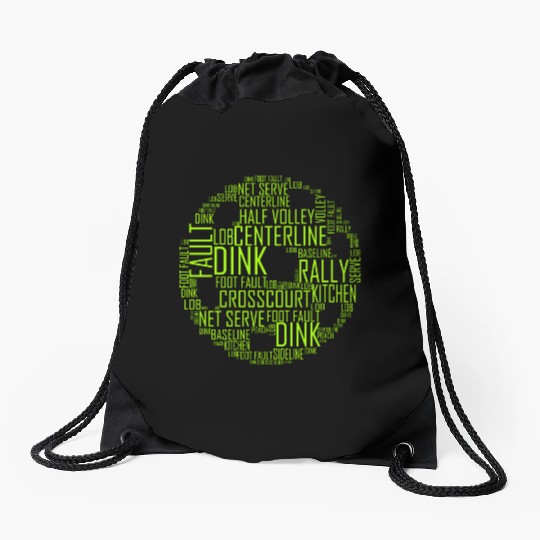 Green Pickle Ball Drawstring Bags