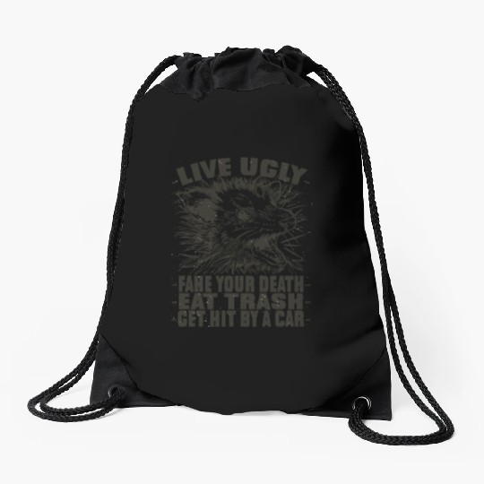 Realistic Possum Wild Animal Opossum Drawstring Bags