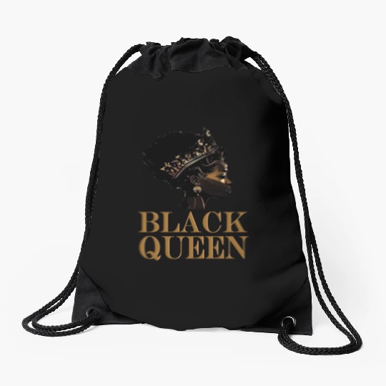Womens Black Queen Drawstring Bags