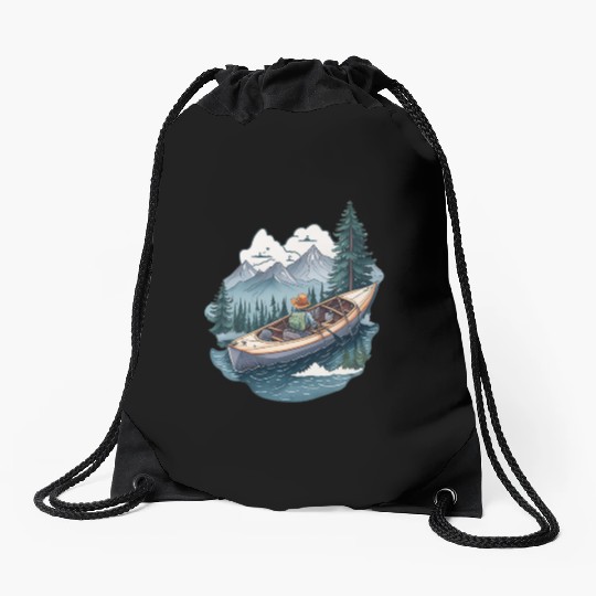 Travel kayak tour Drawstring Bags