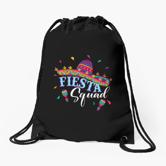 Fiesta Squad Cinco De Mayo Mexican Sombrero Family Drawstring Bags