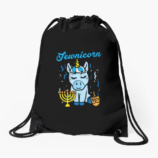 Jewnicorn Jew Unicorn Cute Hanukkah Pajamas Drawstring Bags