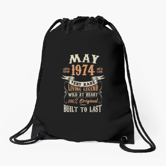 May 1974 Birthday Surprise Drawstring Bags