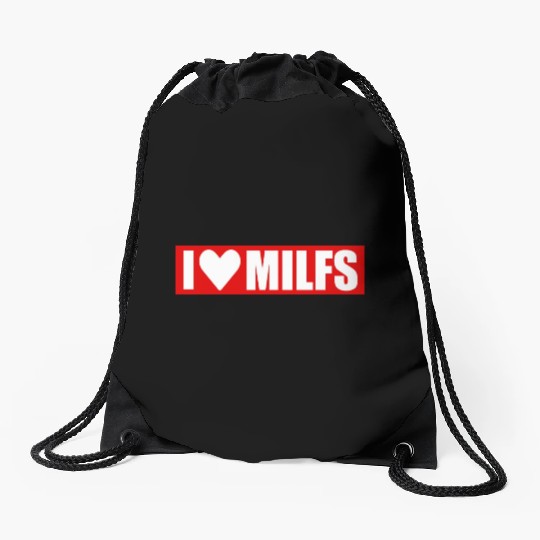 I love milfs red design Drawstring Bags