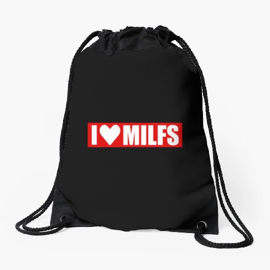 I love milfs red design Drawstring Bags