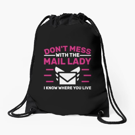 Funny Mailwoman Art For Postal Service Worker Drawstring Bags