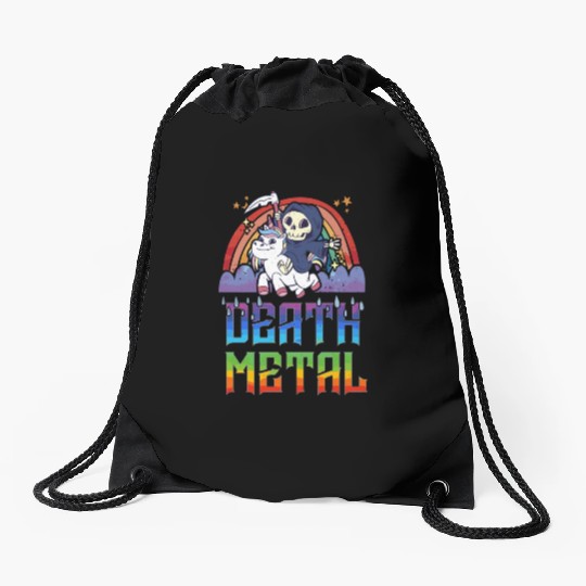 Death Metal & Unicorn Rainbow Drawstring Bags