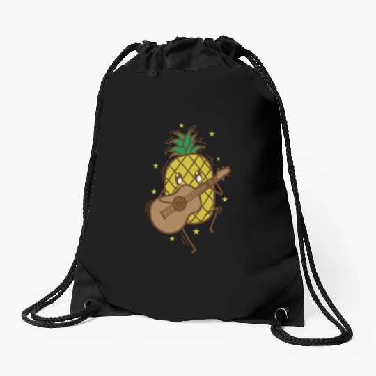 Pineapple plays Guitar tropical sweet Fruit Drawstring Bags