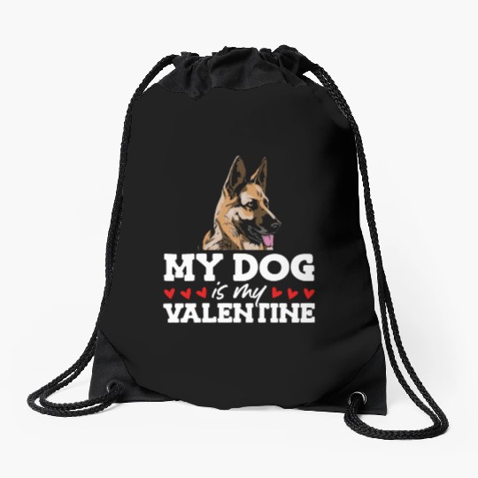 My Dog Is My Valentine Date Cute Doggy Drawstring Bags