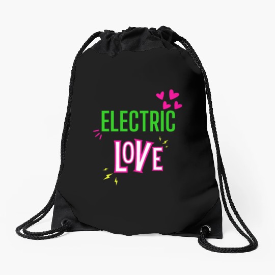 Electric Love in Neon Colors: Romance and Fun! Drawstring Bags