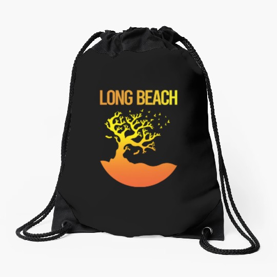 Neon Tree Art Long Beach 70s Drawstring Bags