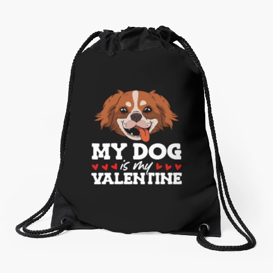 My Dog Is My Valentine Date Cute Doggy Drawstring Bags