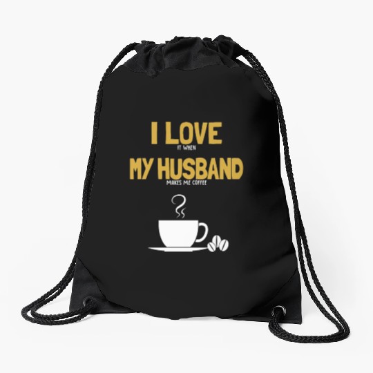 I love my Husband Coffee Queen Latte Art Barista Drawstring Bags