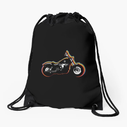 Motorcycle Gay LGBTQ Rainbow LGBT Pride Month Drawstring Bags