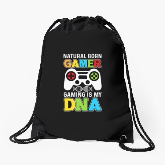 Natural Born Gamer Gaming Is My DNA Drawstring Bags