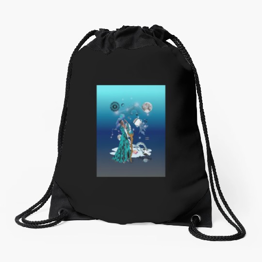 Zodiac sign Aquarius in the unique version Graphic Drawstring Bags